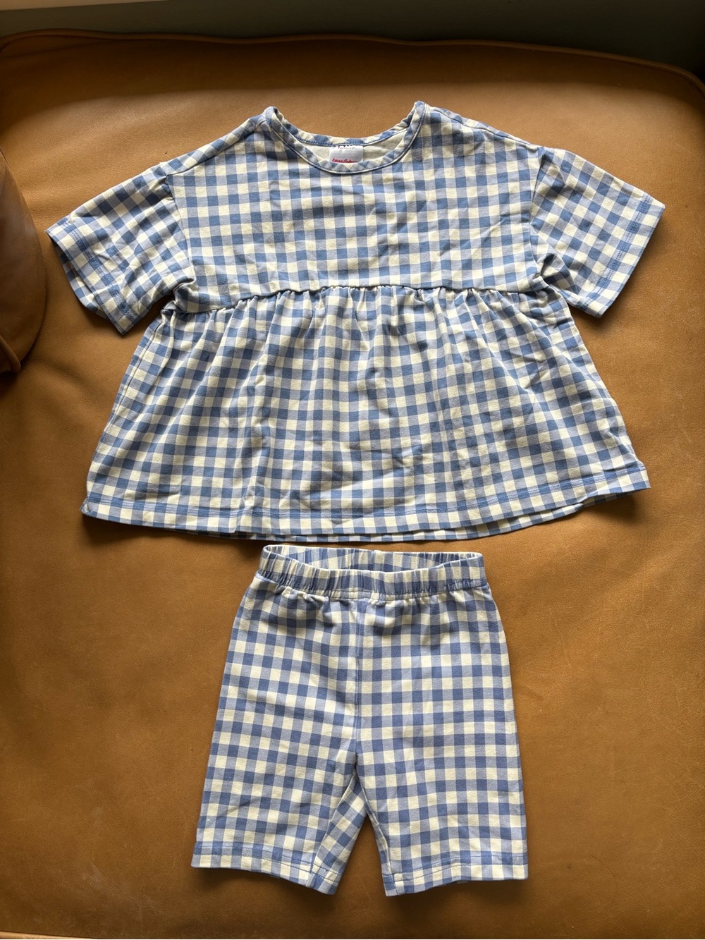 Hanna Andersson Blue Gingham Top and Shorts Set